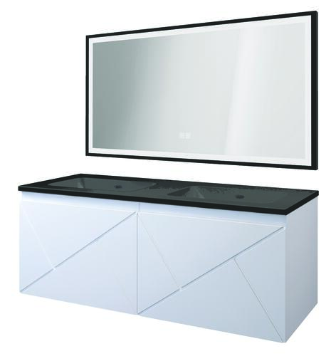 Meuble LONDRES a suspendre 120cm blanc avec miroir LED SEVILLE 